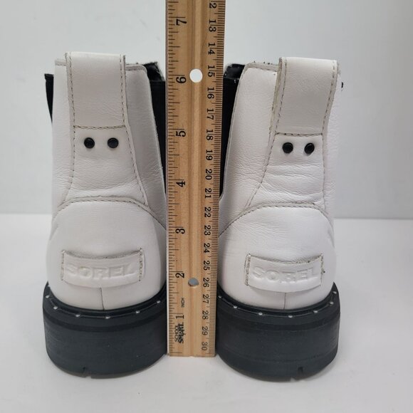 Sorel Women's Lennox White Leather Chelsea Ankle Boot US Size 6 - Picture 7 of 10